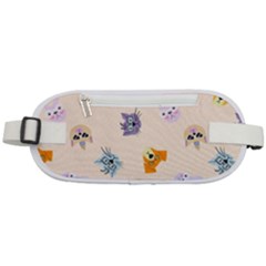 Funny Animal Faces With Glasses Cat Dog Hare Rounded Waist Pouch by SychEva