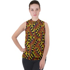 Modern Zippers Mock Neck Chiffon Sleeveless Top by Sparkle