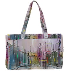 Drawing-watercolor-painting-city Canvas Work Bag by Sudhe