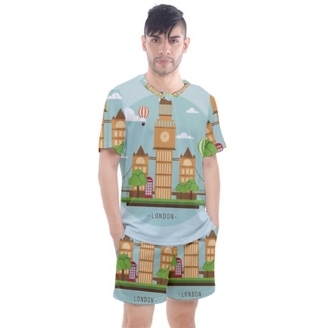 London-watch-landmark-england Men s Mesh Tee And Shorts Set by Sudhe