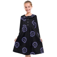 Purple Skulls On Dark Background Kids  Midi Sailor Dress by SychEva