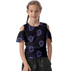 Purple Skulls On Dark Background Kids  Butterfly Cutout Tee by SychEva