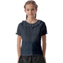 Blue Stripes On Dark Background Kids  Frill Chiffon Blouse View1