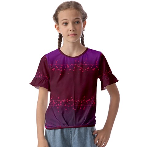 Red Splashes On Purple Background Kids  Cuff Sleeve Scrunch Bottom Tee by SychEva