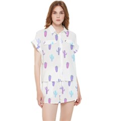 Purple And Blue Cacti Chiffon Lounge Set by SychEva