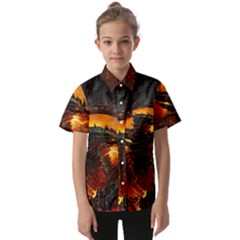 Dragon Fire Fantasy Art Kids  Short Sleeve Shirt by Sudhe