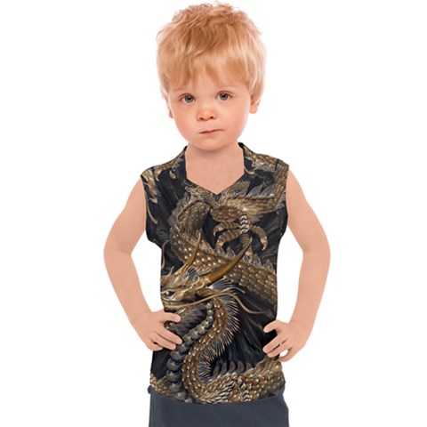 Fantasy Dragon Pentagram Kids  Sport Tank Top by Sudhe