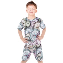 Compass-direction-north-south-east Kids  Tee And Shorts Set by Sudhe
