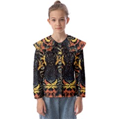 Tiger-predator-abstract-feline Kids  Peter Pan Collar Blouse by Sudhe