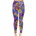Multicolored Splashes And Watercolor Circles On A Dark Background Inside Out Leggings View1