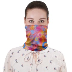 Multicolored Splashes And Watercolor Circles On A Dark Background Face Covering Bandana (adult) by SychEva