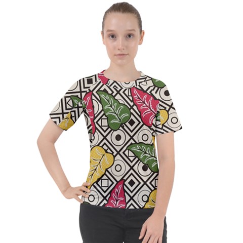 Leaves Foliage Batik Seamless Women s Sport Raglan Tee by Amaryn4rt