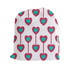 Red Hearts On A White Background Drawstring Pouch (2xl) by SychEva