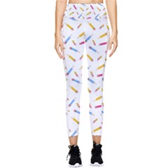 Multicolored Pencils And Erasers Pocket Leggings  by SychEva
