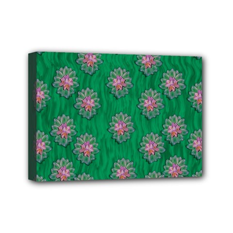 Lotus Bloom In The Blue Sea Of Peacefulness Mini Canvas 7  X 5  (stretched) by pepitasart