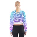 White tiger purple & blue animal fur print stripes Cropped Sweatshirt View2