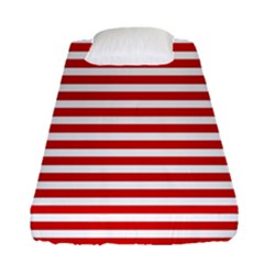 Red And White Stripes Pattern, Geometric Theme Fitted Sheet (single Size) by Casemiro