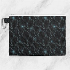 Turquoise Abstract Flowers With Splashes On A Dark Background  Abstract Print Canvas Cosmetic Bag (xl) by SychEva