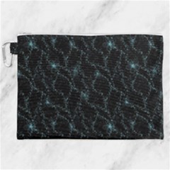 Turquoise Abstract Flowers With Splashes On A Dark Background  Abstract Print Canvas Cosmetic Bag (xxl) by SychEva