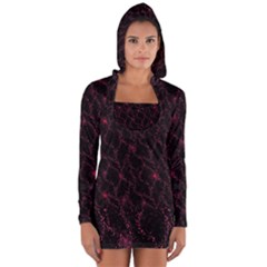 Pink Abstract Flowers With Splashes On A Dark Background  Abstract Print Long Sleeve Hooded T-shirt by SychEva