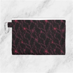 Pink Abstract Flowers With Splashes On A Dark Background  Abstract Print Canvas Cosmetic Bag (large) by SychEva
