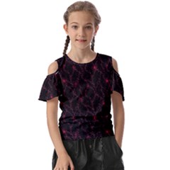 Pink Abstract Flowers With Splashes On A Dark Background  Abstract Print Kids  Butterfly Cutout Tee by SychEva