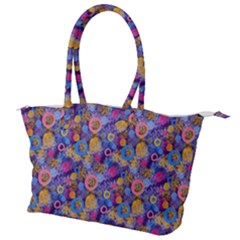 Multicolored Circles And Spots Canvas Shoulder Bag by SychEva