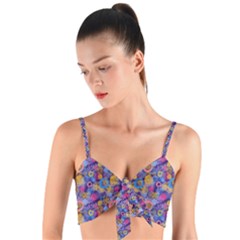 Multicolored Circles And Spots Woven Tie Front Bralet by SychEva