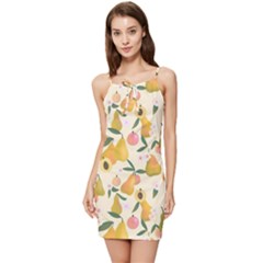 Yellow Juicy Pears And Apricots Summer Tie Front Dress by SychEva