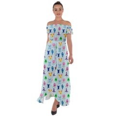 Funny Monsters Off Shoulder Open Front Chiffon Dress by SychEva