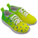 Blue Butterflies at yellow and green, two color tone gradient Kids Athletic Shoes View3