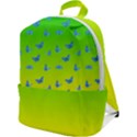 Blue Butterflies at yellow and green, two color tone gradient Zip Up Backpack View1