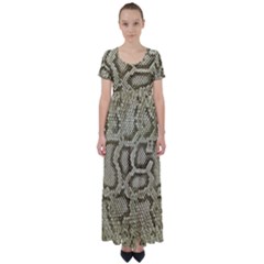 Leatherette Snake 4 High Waist Short Sleeve Maxi Dress by skindeep