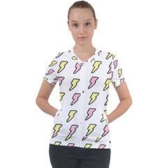 Pattern Cute Flash Design Short Sleeve Zip Up Jacket by brightlightarts