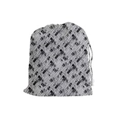 8 Bit Newspaper Pattern, Gazette Collage Black And White Drawstring Pouch (large) by Casemiro