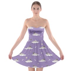 Cheerful Pugs Lie In The Clouds Strapless Bra Top Dress by SychEva