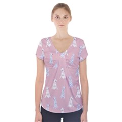 Dalmatians Favorite Dogs Short Sleeve Front Detail Top by SychEva
