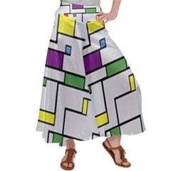 Colorful Rectangles Satin Palazzo Pants by LalyLauraFLM