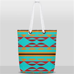 Shapes On A Blue Background Full Print Rope Handle Tote (small) by LalyLauraFLM