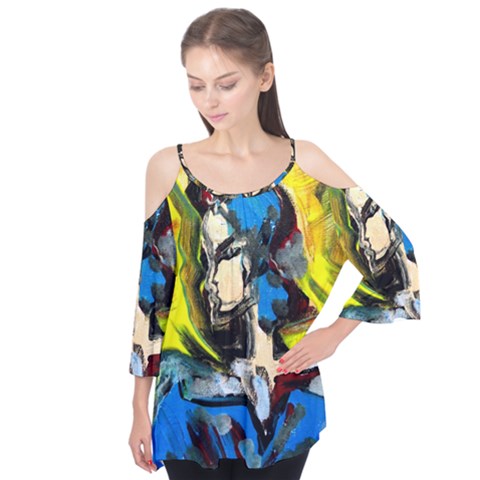 Blue Bird-1-4 Flutter Sleeve Tee  by bestdesignintheworld