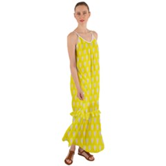 Purple Hearts On Yellow Background Cami Maxi Ruffle Chiffon Dress by SychEva