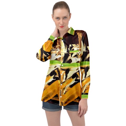 Grasshopper-1-1 Long Sleeve Satin Shirt by bestdesignintheworld