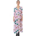 Marine Fish Multicolored On A Pink Background Button Up Boho Maxi Dress View1