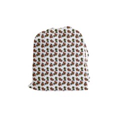 Cute Deer Pattern White Drawstring Pouch (medium) by snowwhitegirl
