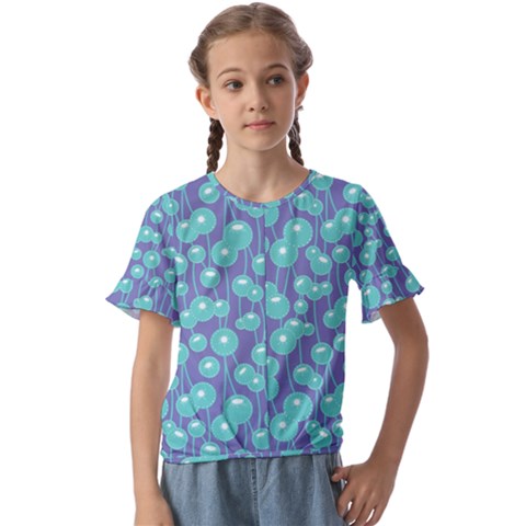 Blue Dandelions  Cute Plants Kids  Cuff Sleeve Scrunch Bottom Tee by SychEva
