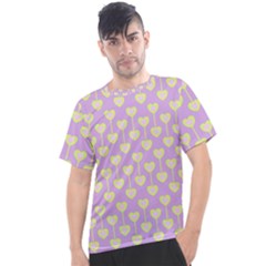 Yellow Hearts On A Light Purple Background Men s Sport Top by SychEva