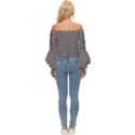 Yellow Circles On A Purple Background Off Shoulder Flutter Bell Sleeve Top View4