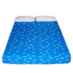 Halloween White Bars At Sky Blue Color Fitted Sheet (california King Size) by Casemiro