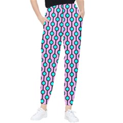 Blue Circles On Purple Background Geometric Ornament Tapered Pants by SychEva