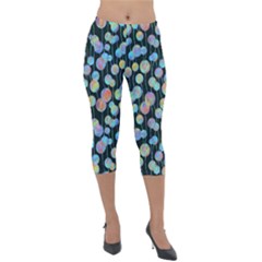 Multi-colored Circles Lightweight Velour Capri Leggings  by SychEva